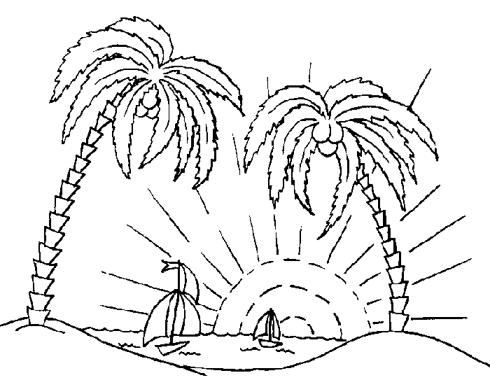 Coloriage d'un palmier majestueux surplombant une plage Coloriage d'un palmier majestueux surplombant une plage