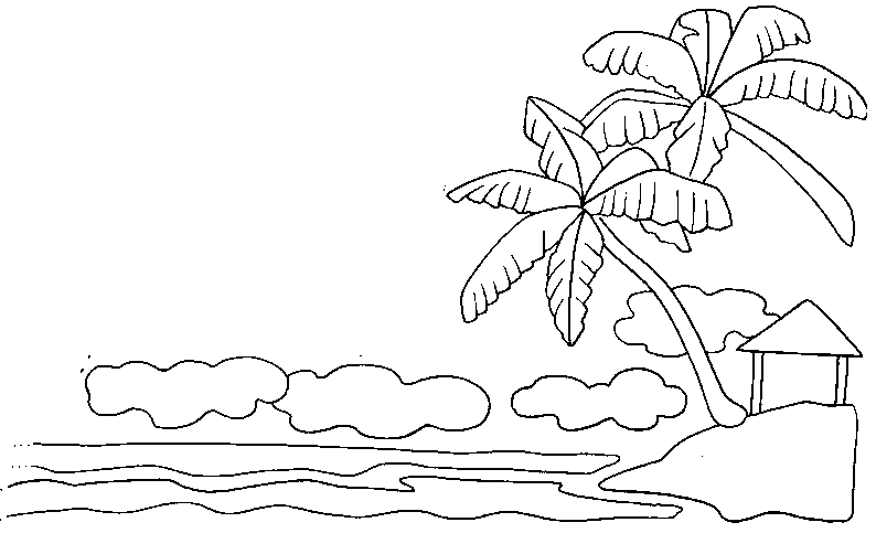 Coloriage d'un palmier majestueux sur fond de ciel