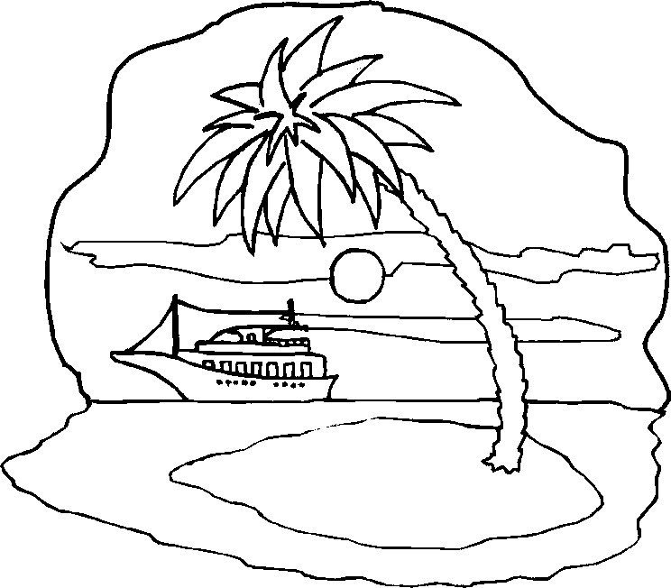 Coloriage d'un palmier dans un décor tropical