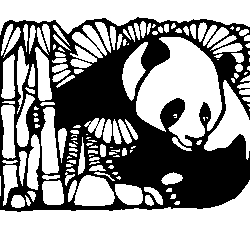 Panda en train de manger des bambous dans la forêt Panda en train de manger des bambous dans la forêt
