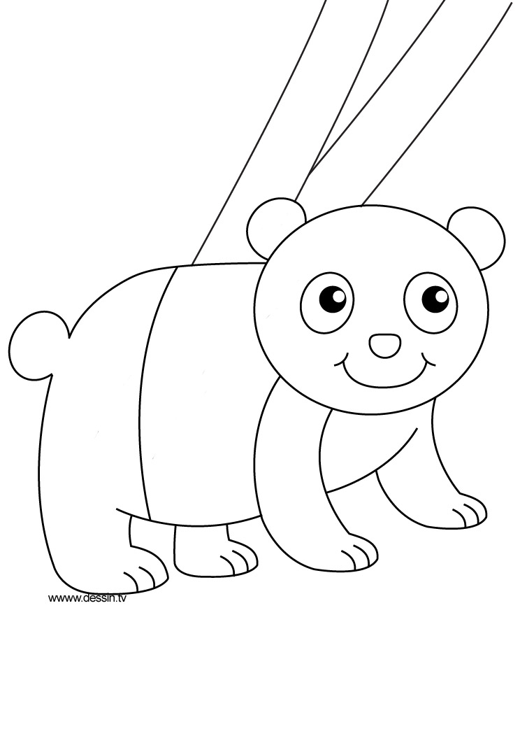 Coloriage d'un panda assis parmi des bambous
