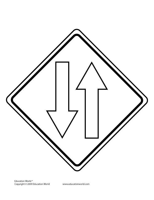 Coloriage d'un panneau routier avec un fond simple