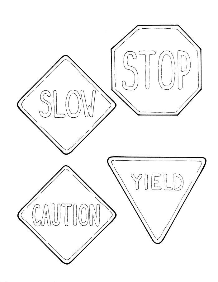 Coloriage d'un panneau routier avec des symboles de circulation