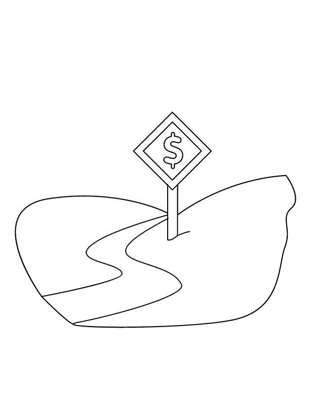 Coloriage d'un panneau routier avec des symboles de circulation