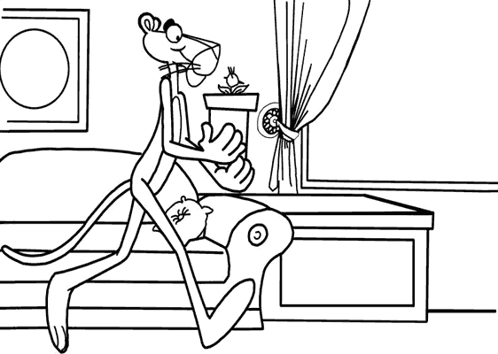 Coloriage d'une panthère majestueuse en position de repos dans son habitat naturel