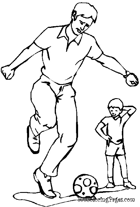Coloriage d'un papa affectueux avec son enfant dans un cadre joyeux