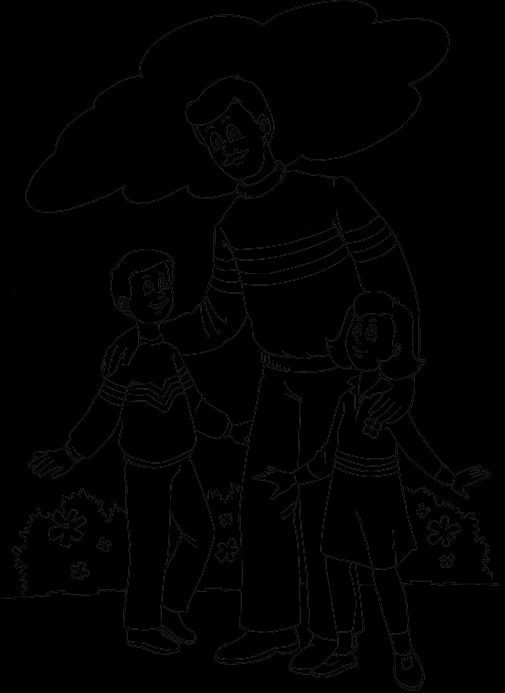 Coloriage d'un père et son enfant jouant ensemble au parc