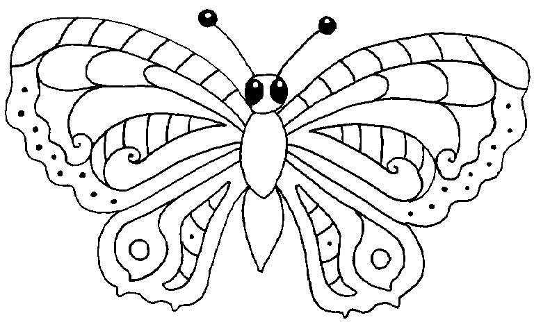 Coloriage d'un papillon en plein vol avec des motifs détaillés