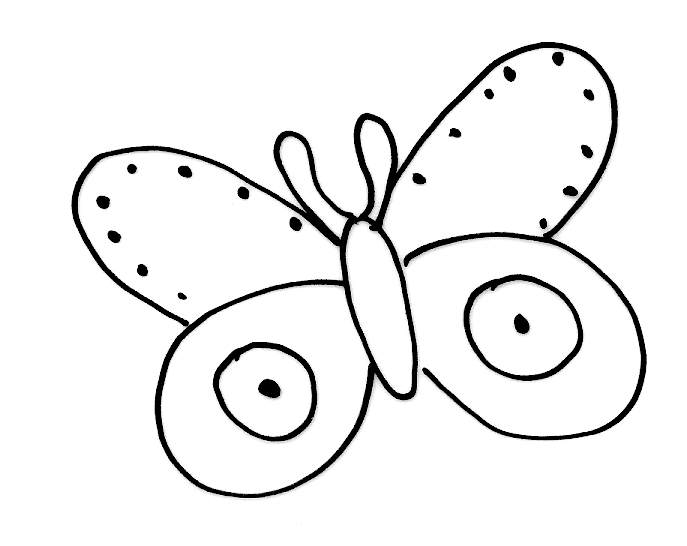Coloriage d'un papillon stylisé sur fond floral