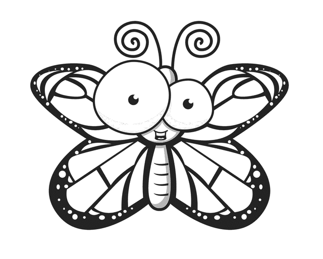 Coloriage d'un papillon aux ailes déployées dans la nature