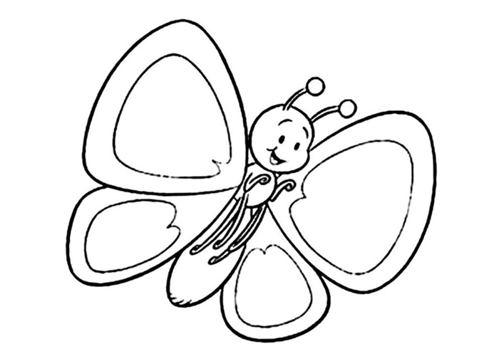 Coloriage d'un papillon stylisé sur fond de fleurs