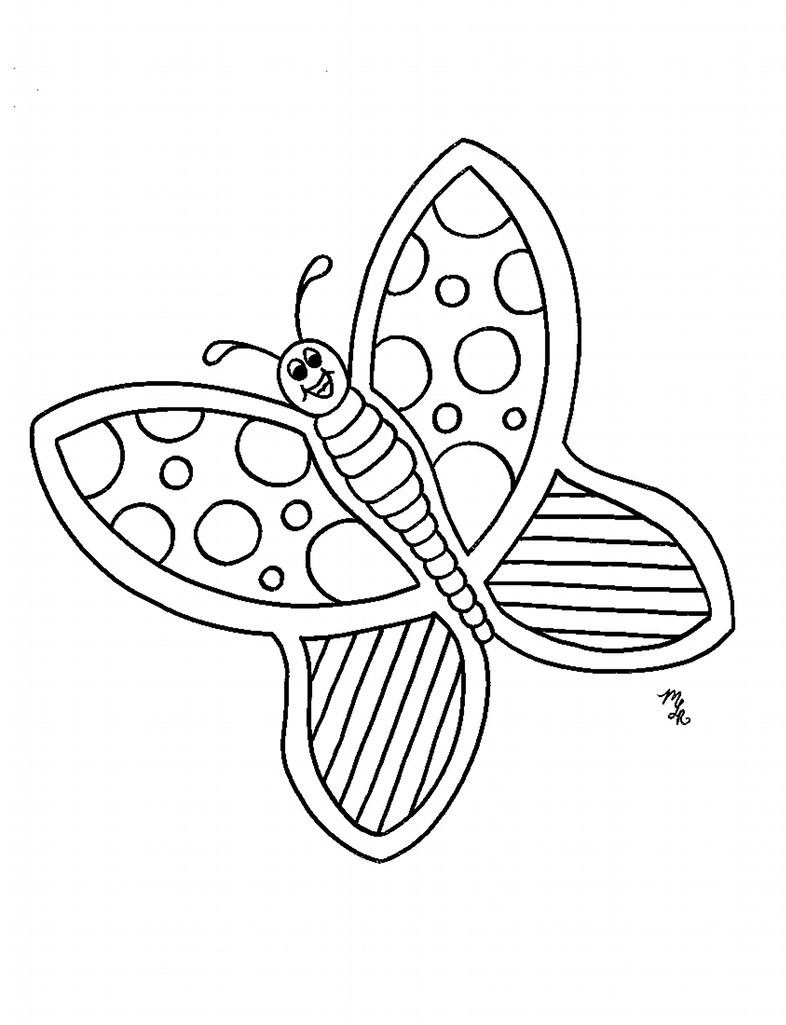 Coloriage d'un papillon sur fond floral
