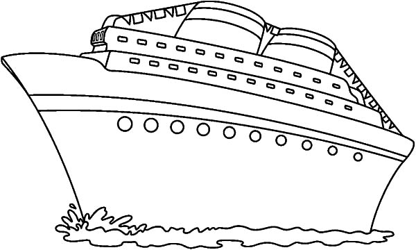 Coloriage d'un paquebot en mer avec des éléments de croisière