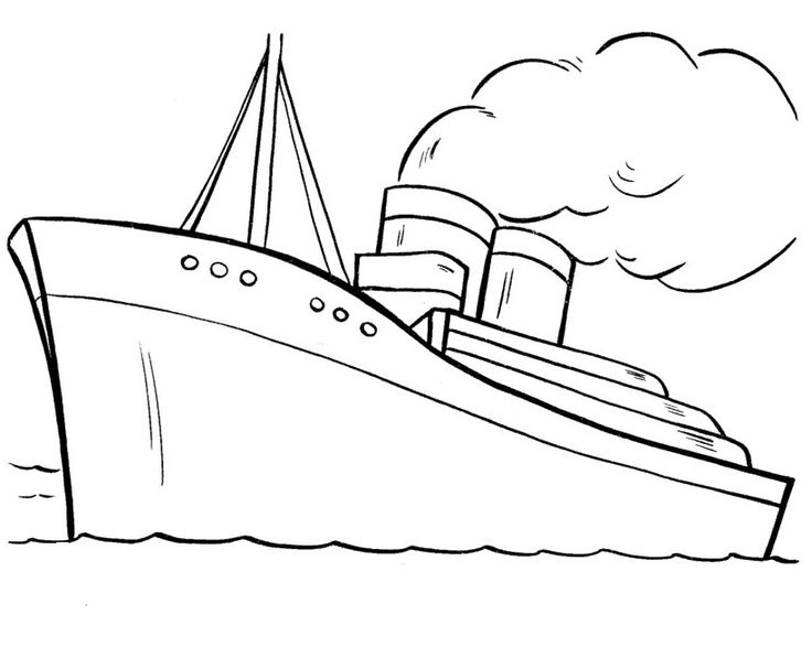 Coloriage d'un paquebot en mer sous un ciel dégagé