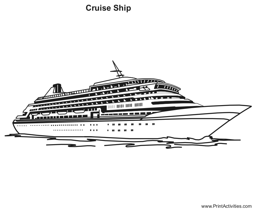 Coloriage d'un paquebot de croisière voguant sur une mer calme
