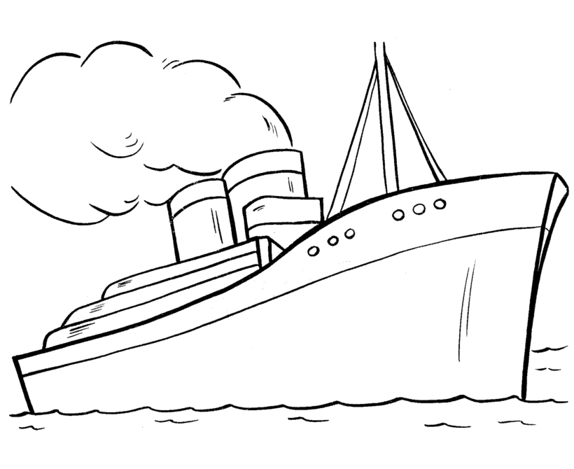 Coloriage d'un paquebot de croisière naviguant sur l'eau