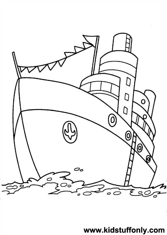 Coloriage d'un paquebot de croisière en mer tranquille