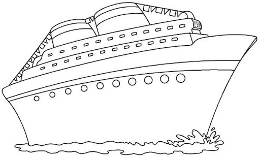 Coloriage d'un paquebot de croisière en mer sous un ciel dégagé