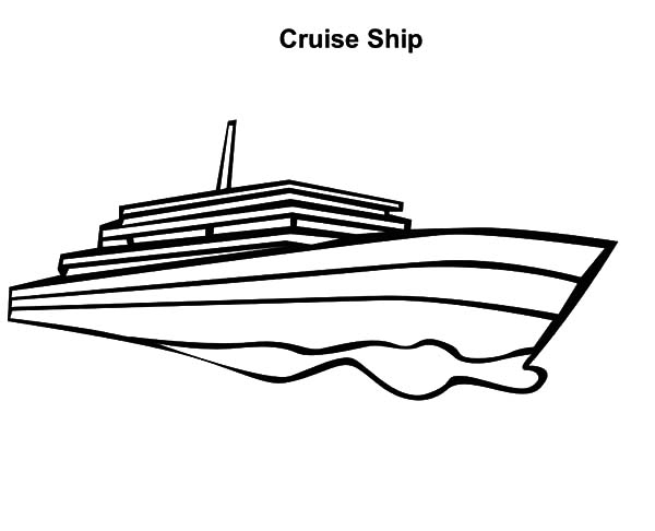 Coloriage d'un paquebot en croisière naviguant sur une mer calme