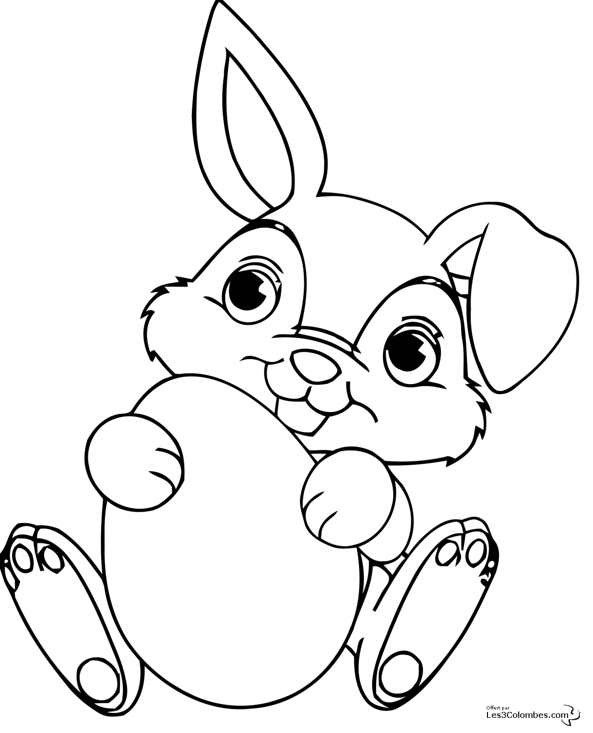 Un lapin de Pâques portant des œufs entouré de fleurs