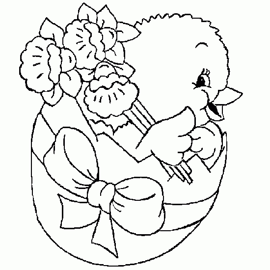 Coloriage d'un lapin de Pâques entouré d'œufs décorés dans un jardin