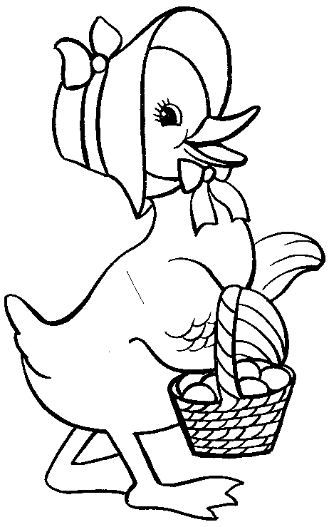 Coloriage de Pâques avec un lapin et des œufs décorés dans un jardin