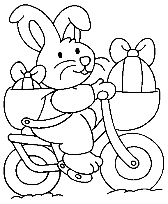 Scène de Pâques avec un lapin et des œufs colorés dans un jardin