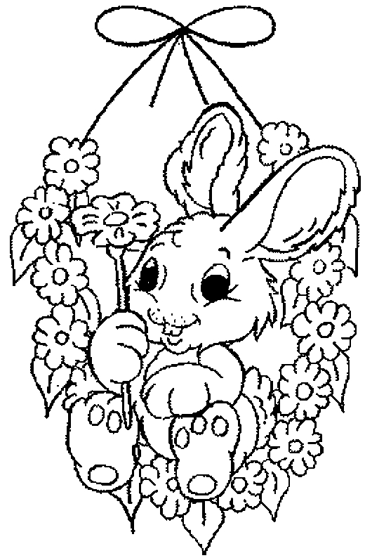 Un lapin de Pâques joyeux au milieu d'œufs colorés dans un jardin
