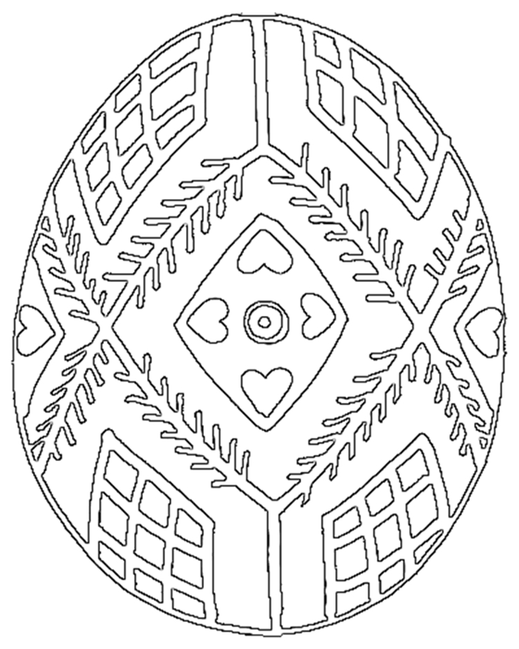 Un coloriage de Pâques avec un lapin entouré d'œufs colorés et de fleurs