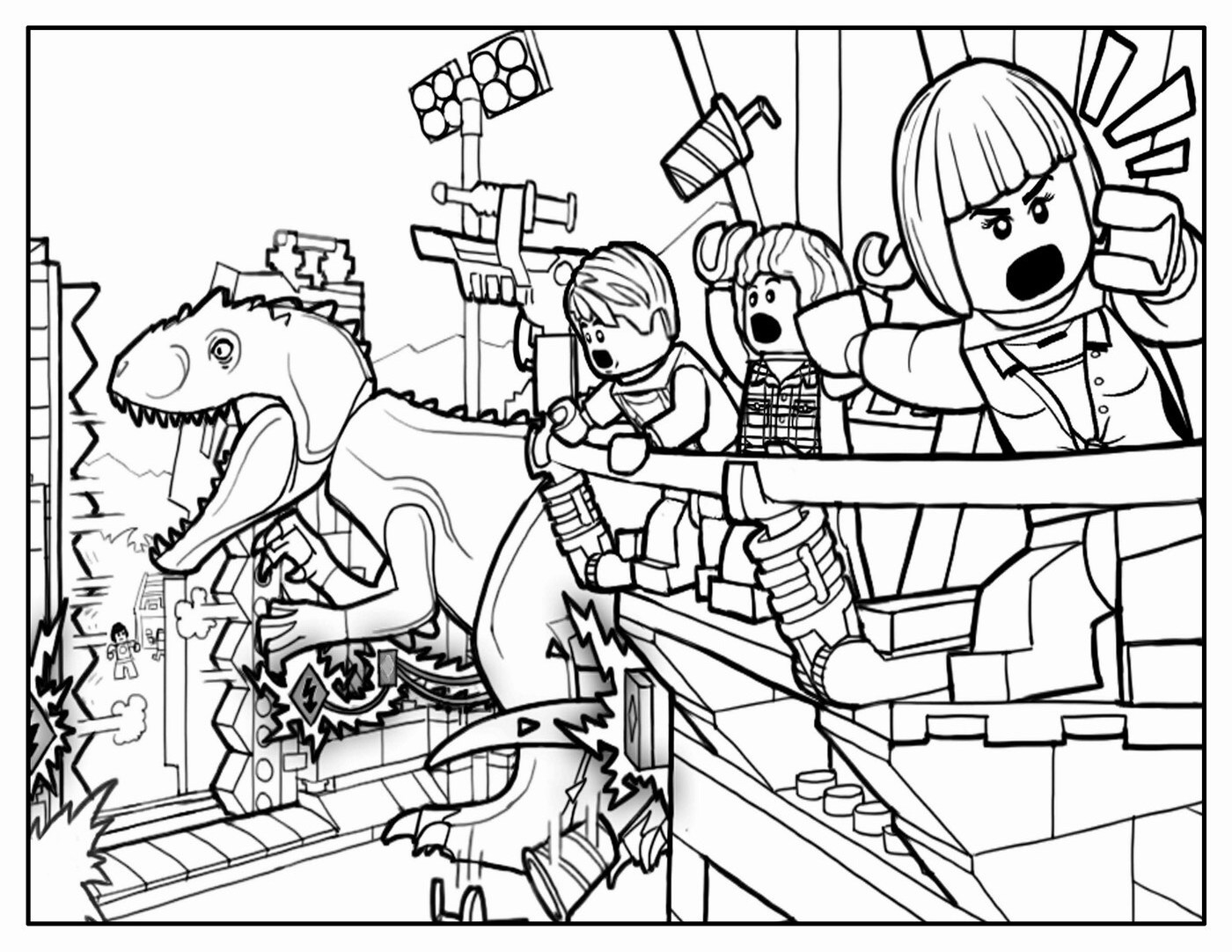 Coloriage d'un dinosaure dans une jungle préhistorique Coloriage d'un dinosaure dans une jungle préhistorique