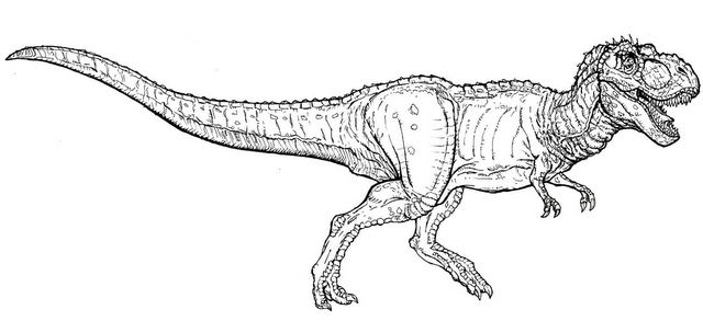 Dessin à colorier d'un dinosaure dans un paysage préhistorique
