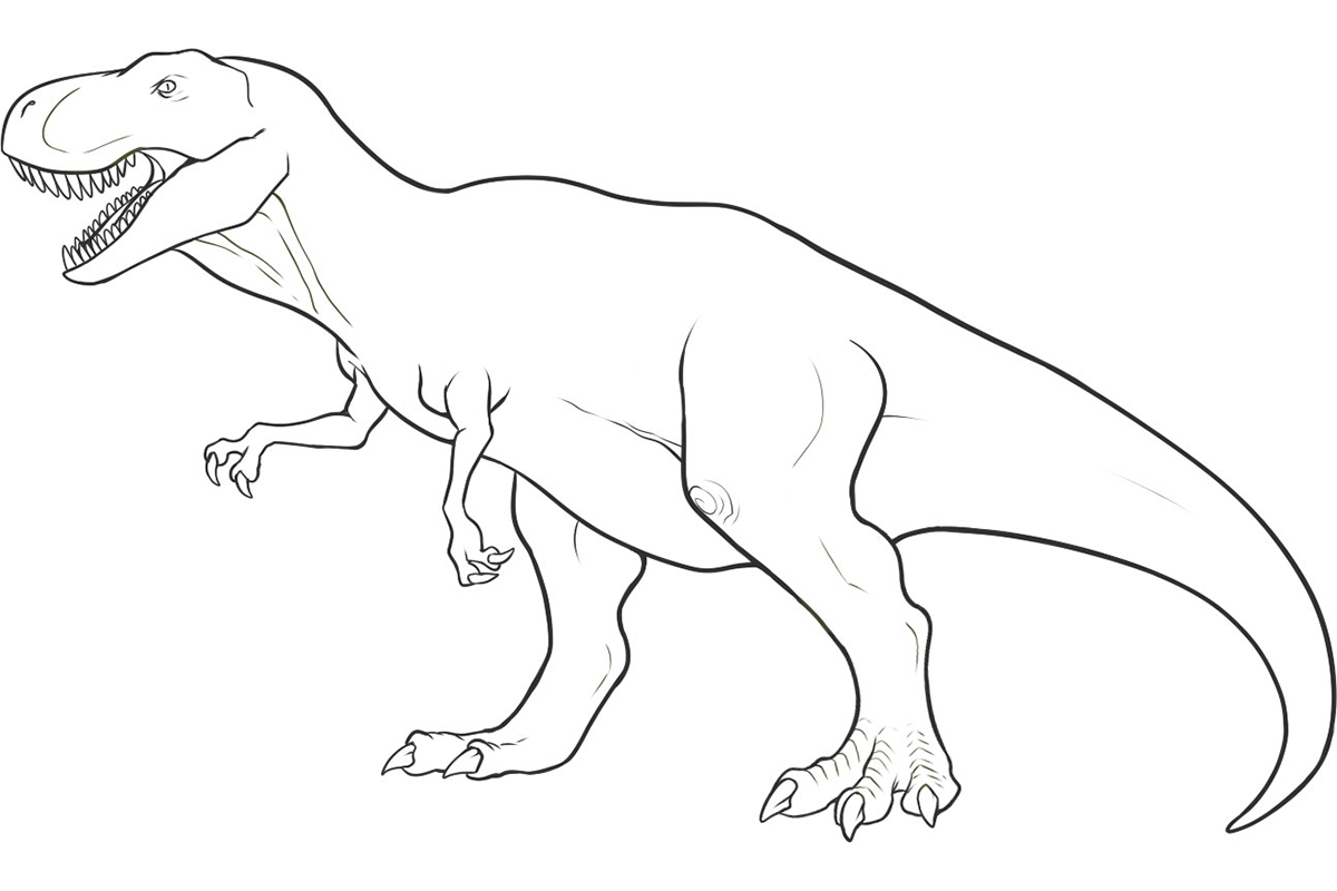 Dessin d'un dinosaure dans un paysage du parc jurassique Dessin d'un dinosaure dans un paysage du parc jurassique