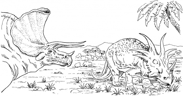 Dinosaure en pleine action dans un décor préhistorique Dinosaure en pleine action dans un décor préhistorique
