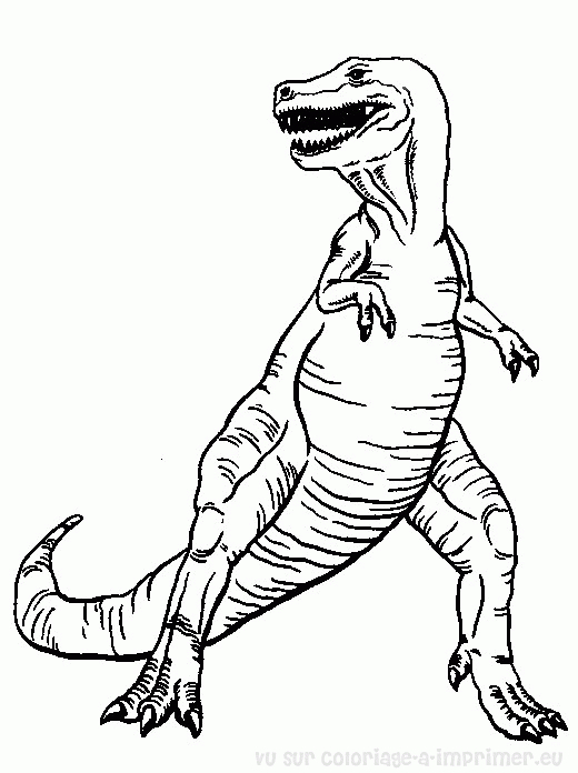 Coloriage d'un dinosaure dans un paysage préhistorique Coloriage d'un dinosaure dans un paysage préhistorique