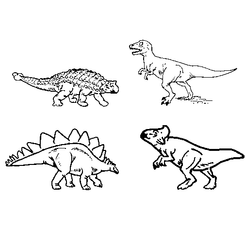 Dinosaures dans un parc jurassique au milieu de la végétation