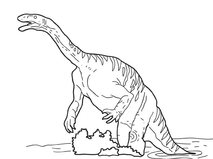 Coloriage d'un dinosaure dans un décor de parc jurassique Coloriage d'un dinosaure dans un décor de parc jurassique