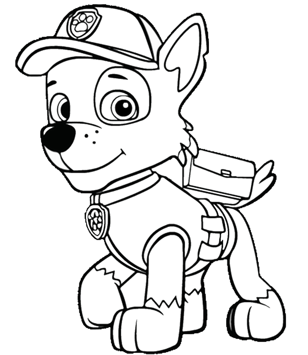 Coloriage de la Pat' Patrouille avec les chiots en pleine action