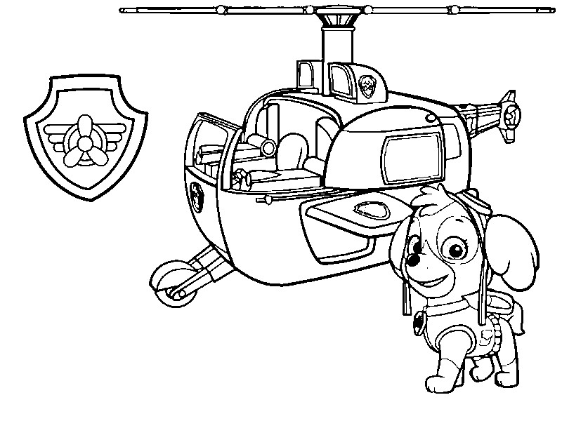 Coloriage de la Pat'Patrouille en mission de sauvetage avec leurs véhicules
