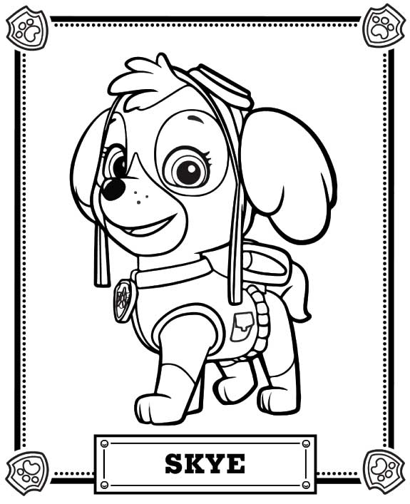 Coloriage d'un chien de la Pat' Patrouille en pleine action