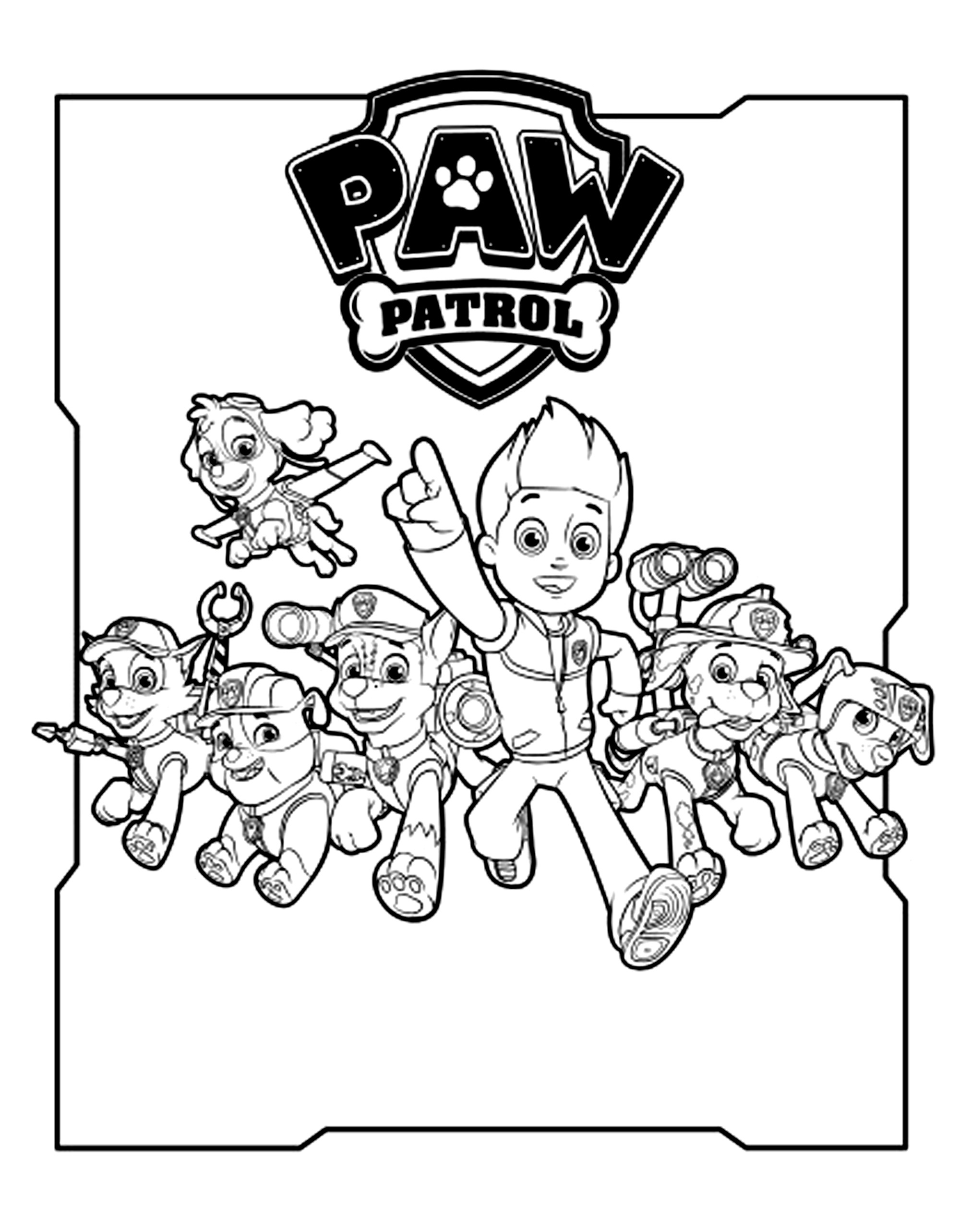 Coloriage de Chase et Marshall de la Pat'Patrouille en mission de sauvetage