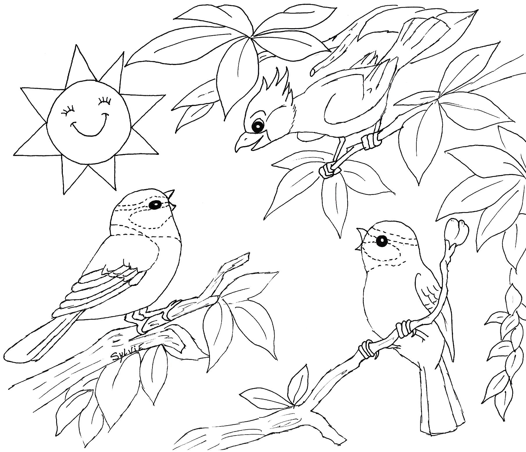 Coloriage d'un paysage naturel avec montagnes et nuages