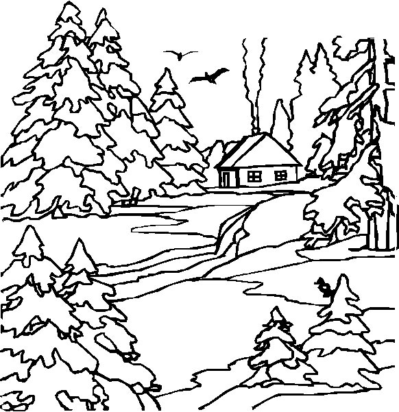 Coloriage d'un paysage avec des montagnes et un lac Coloriage d'un paysage avec des montagnes et un lac