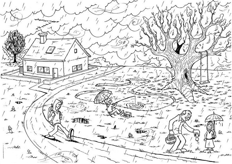 Coloriage d'un paysage de montagne avec un lac et des arbres