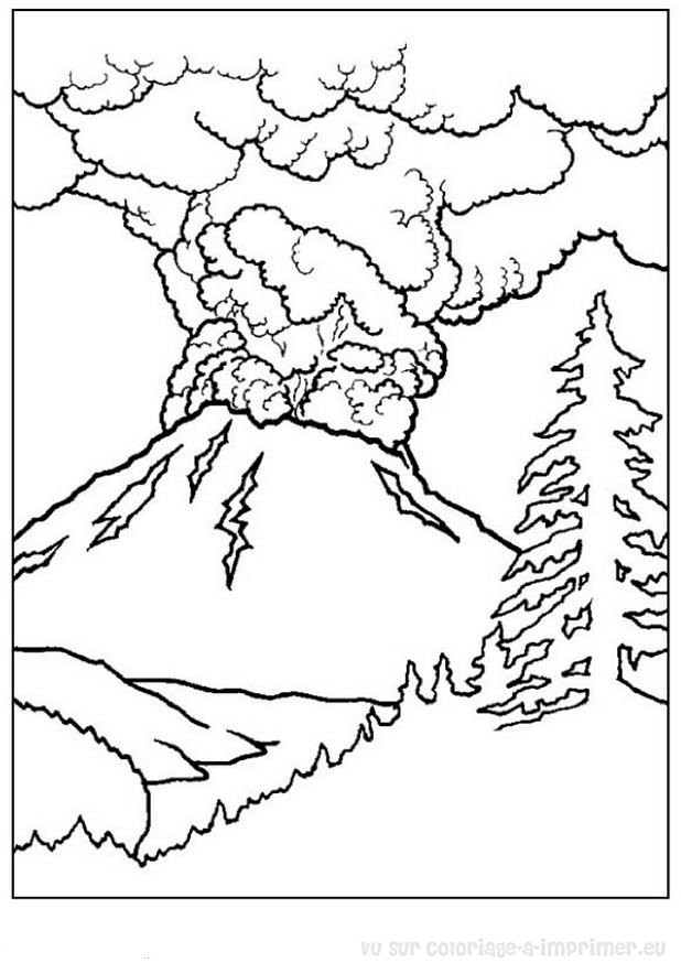 Coloriage d'un paysage montagneux avec un lac et des arbres