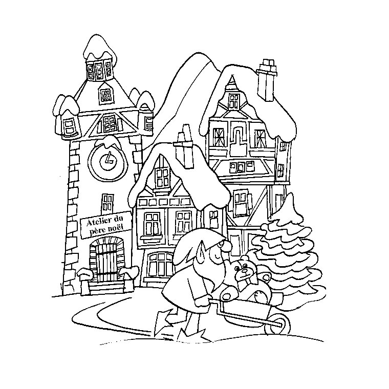 Coloriage d'un paysage naturel avec des collines et un arbre