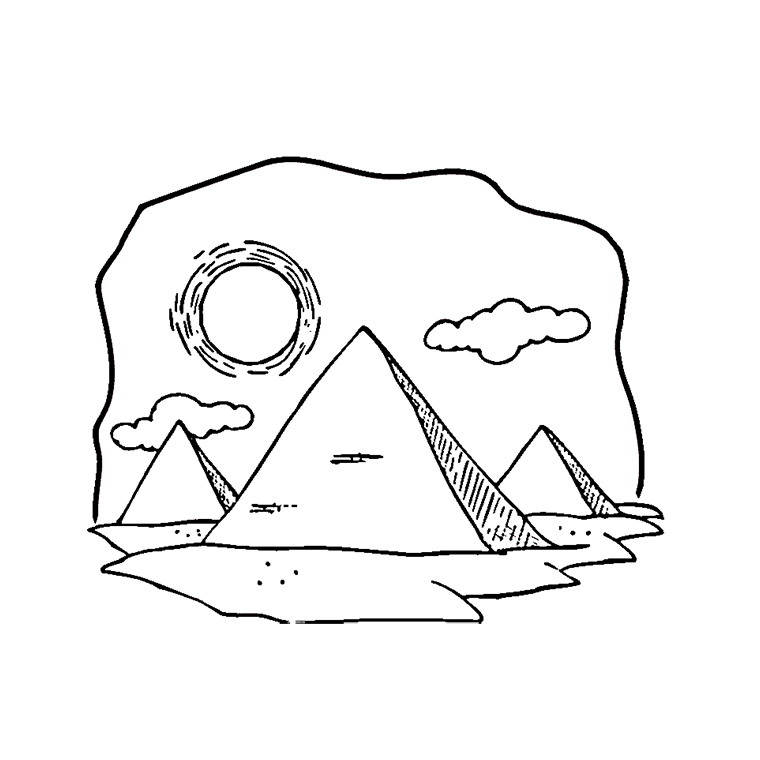 Coloriage d'un paysage avec un lac, des montagnes et des arbres