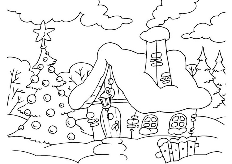 Coloriage d'un paysage naturel avec des montagnes et un lac