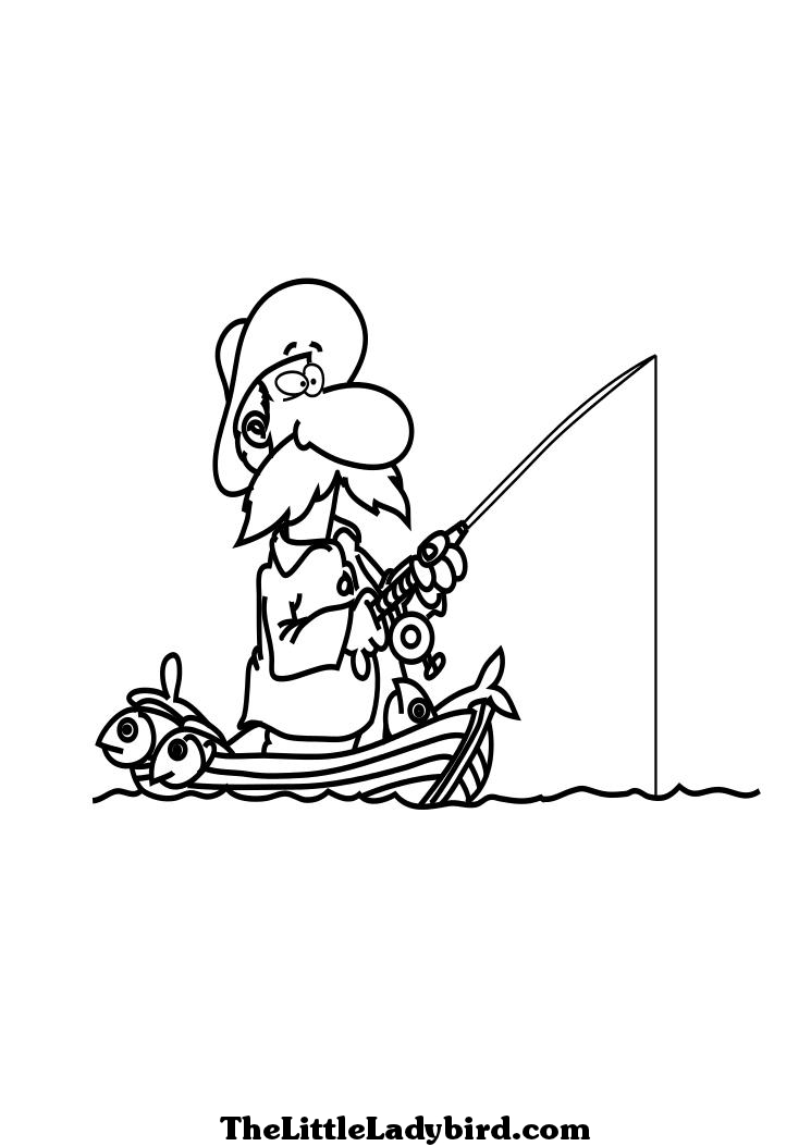 Un pêcheur au bord de l'eau avec son bateau et ses poissons