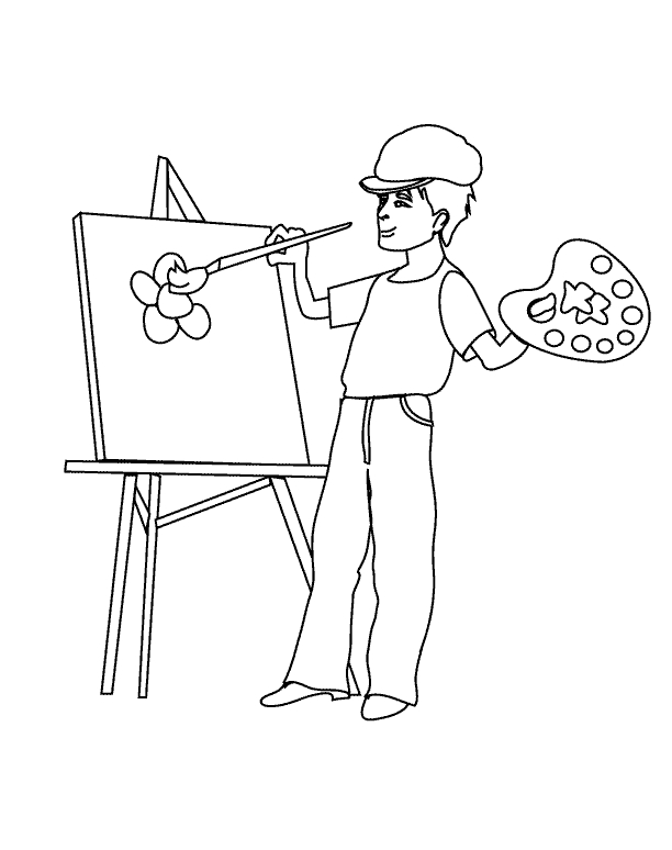 Un peintre concentré dans son atelier créatif