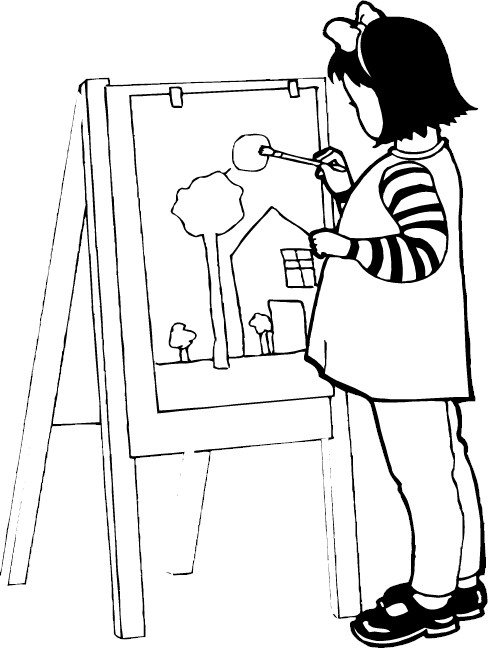 Un peintre concentré sur son œuvre dans son atelier